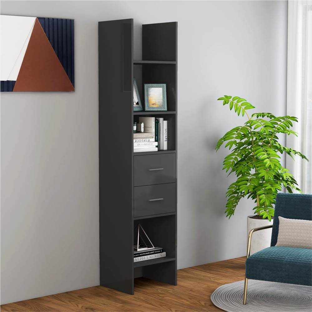 

Book Cabinet High Gloss Grey 40x35x180 cm Chipboard