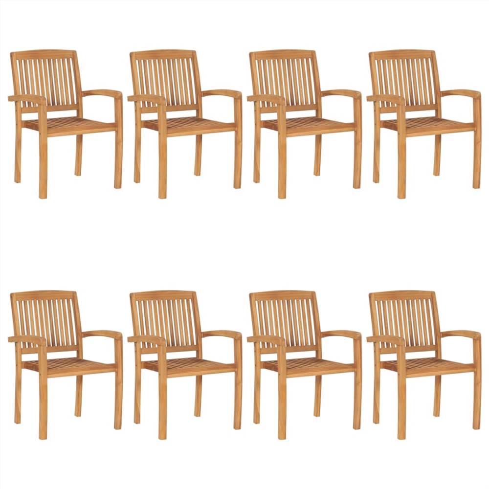 Stacking Garden Chairs 8 pcs Solid Teak Wood