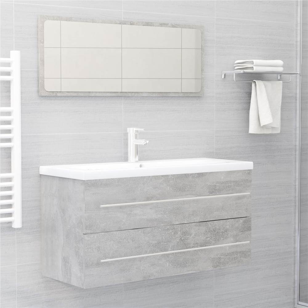 

2 Piece Bathroom Furniture Set Concrete Grey Chipboard