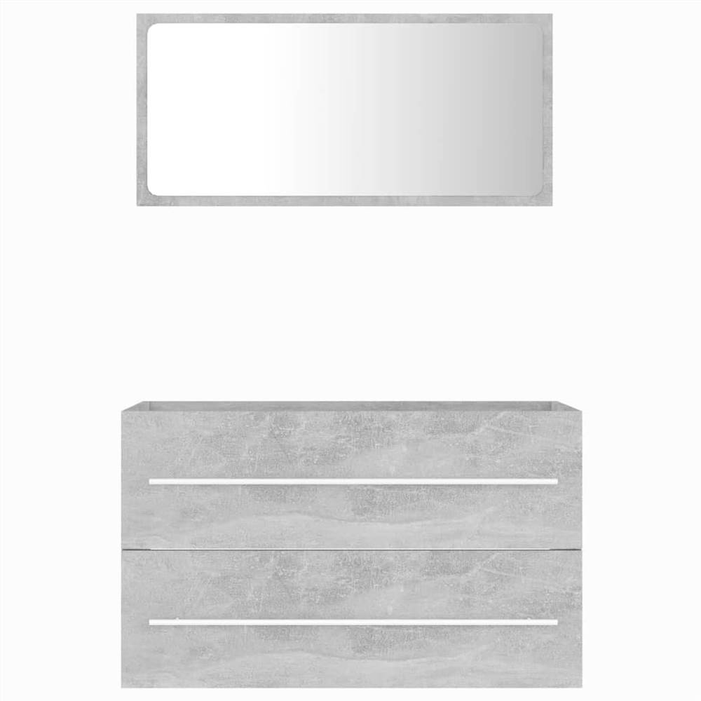 2 Piece Bathroom Furniture Set Concrete Grey Chipboard