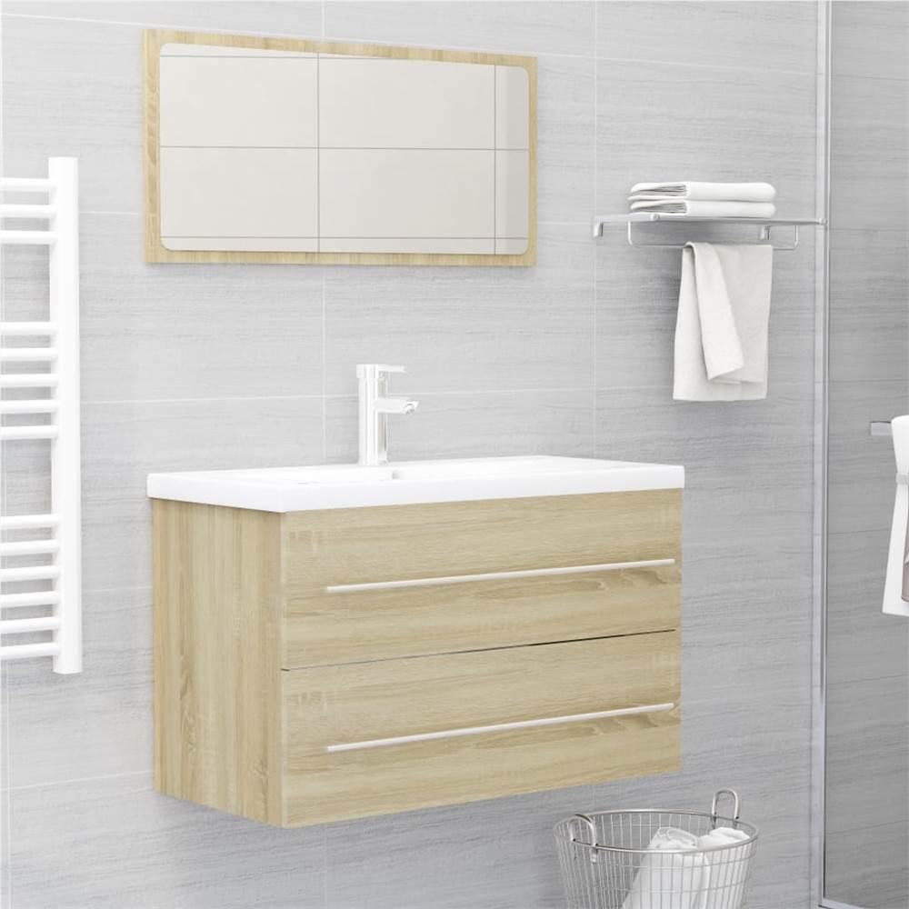 

2 Piece Bathroom Furniture Set Sonoma Oak Chipboard