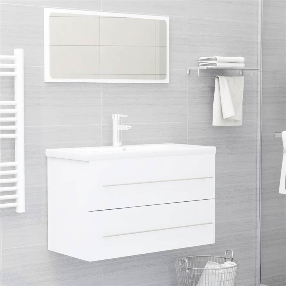 

2 Piece Bathroom Furniture Set White Chipboard