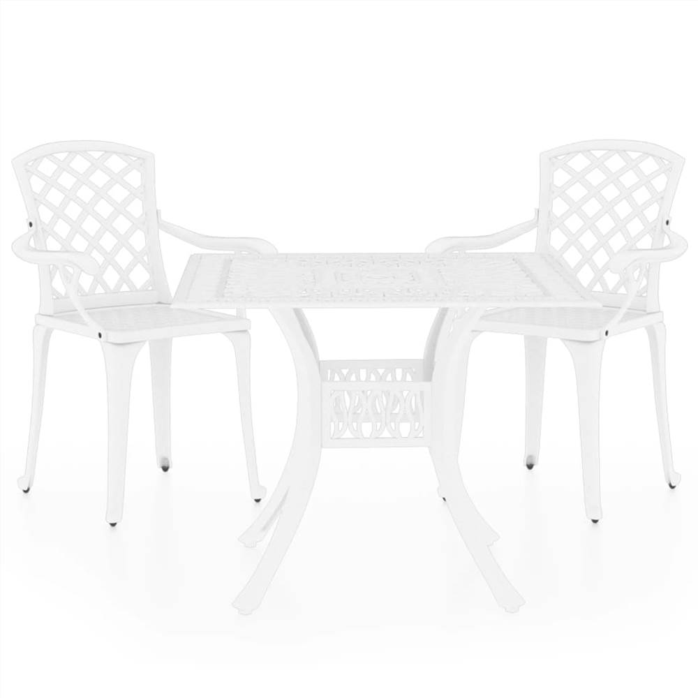 3 Piece Bistro Set Cast Aluminium White