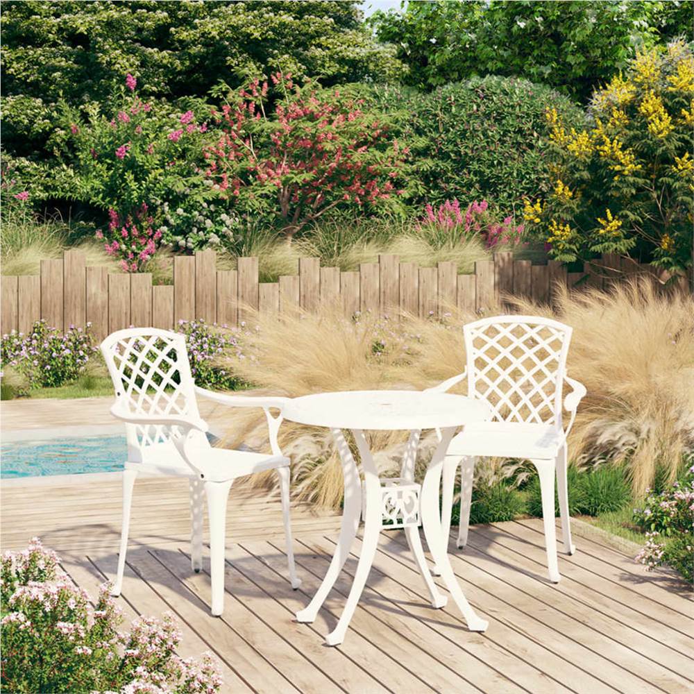 

3 Piece Bistro Set Cast Aluminium White