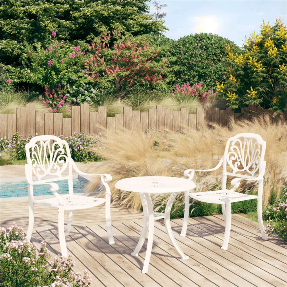 

3 Piece Bistro Set Cast Aluminium White