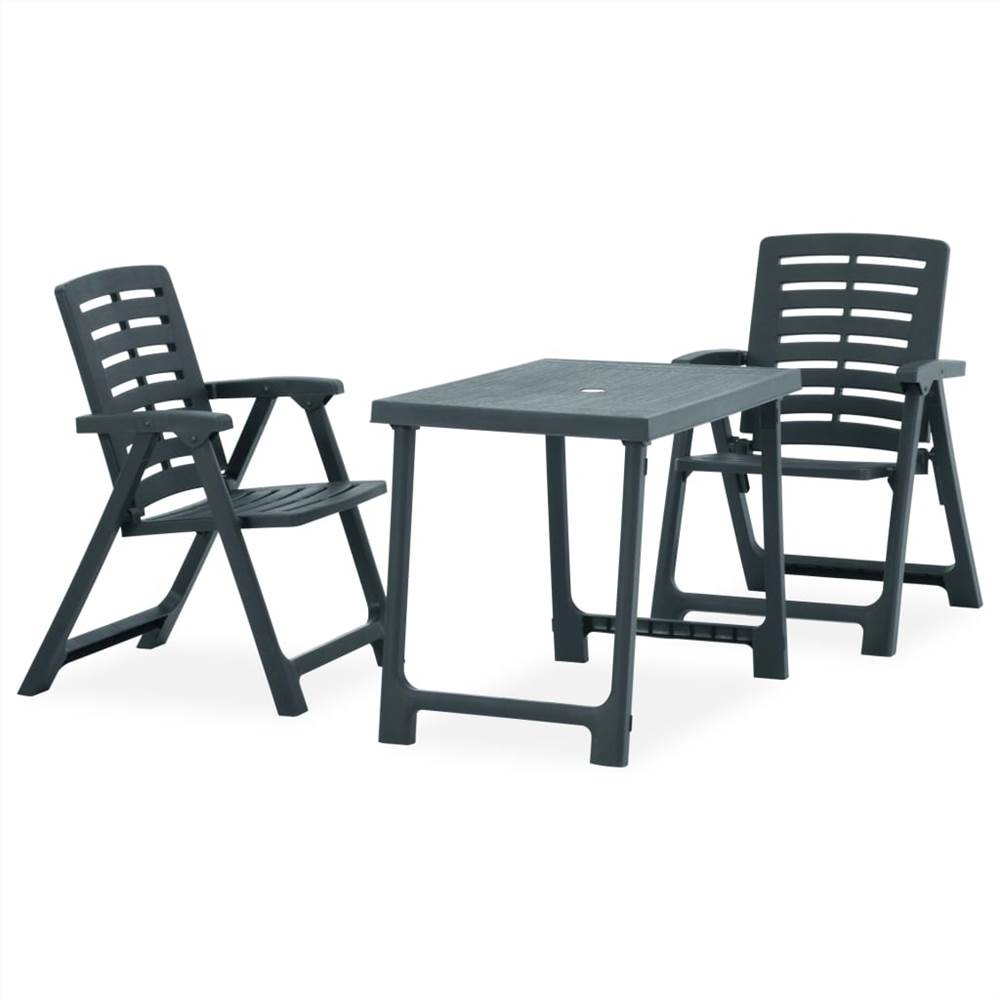 

3 Piece Folding Bistro Set Plastic Green
