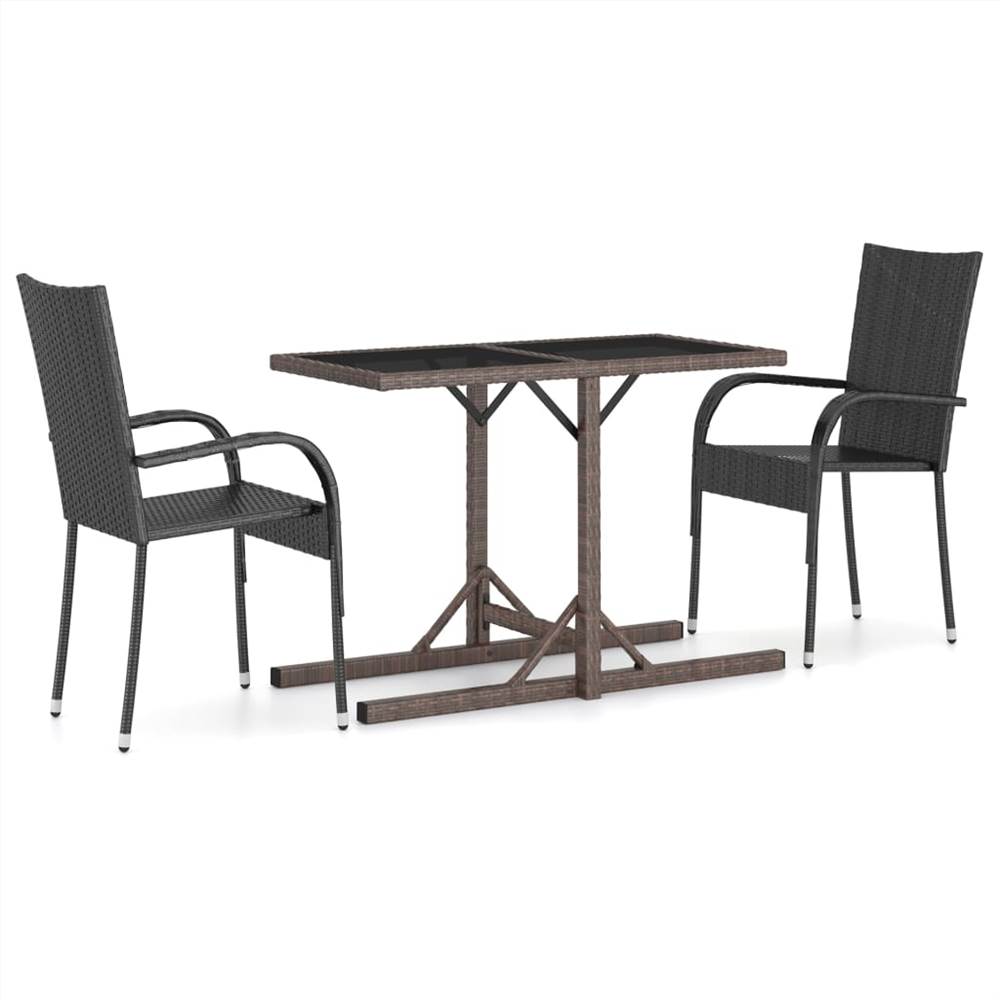 

3 Piece Garden Dining Set Black