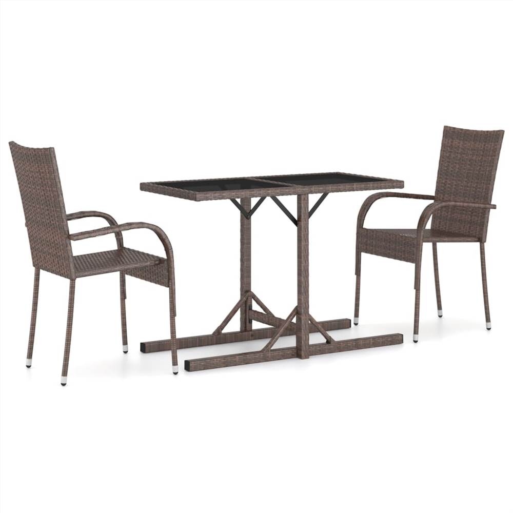 

3 Piece Garden Dining Set Brown