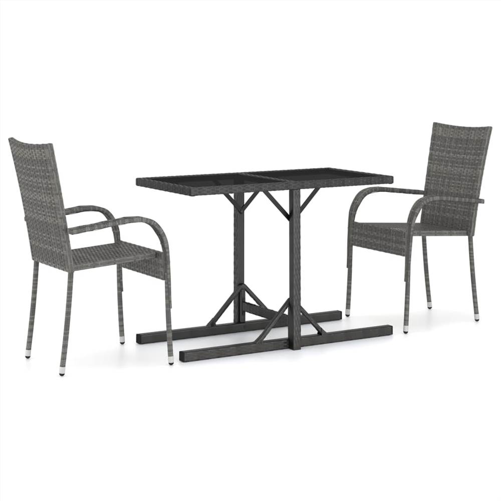 

3 Piece Garden Dining Set Grey
