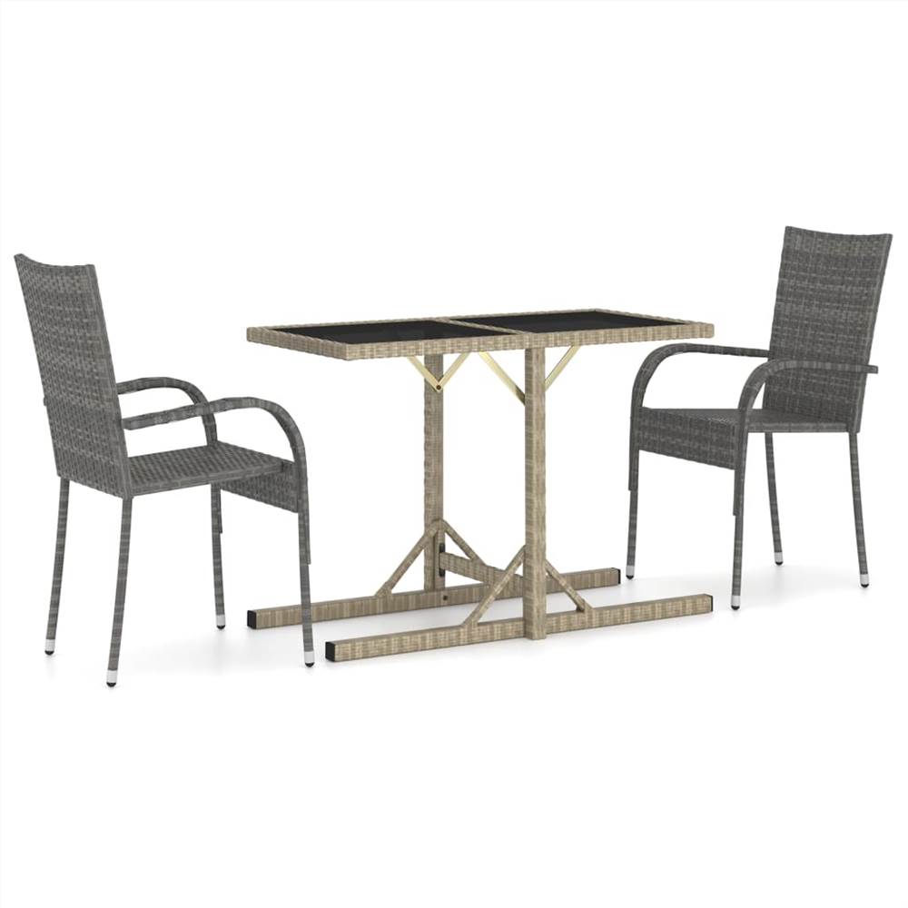

3 Piece Garden Dining Set Grey