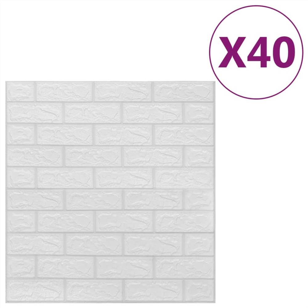 3D Wallpaper Bricks Selfadhesive 40 pcs White