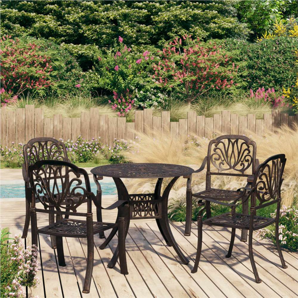 

5 Piece Bistro Set Cast Aluminium Bronze