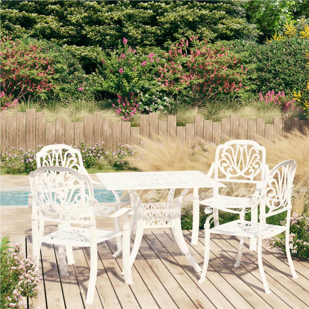 

5 Piece Bistro Set Cast Aluminium White