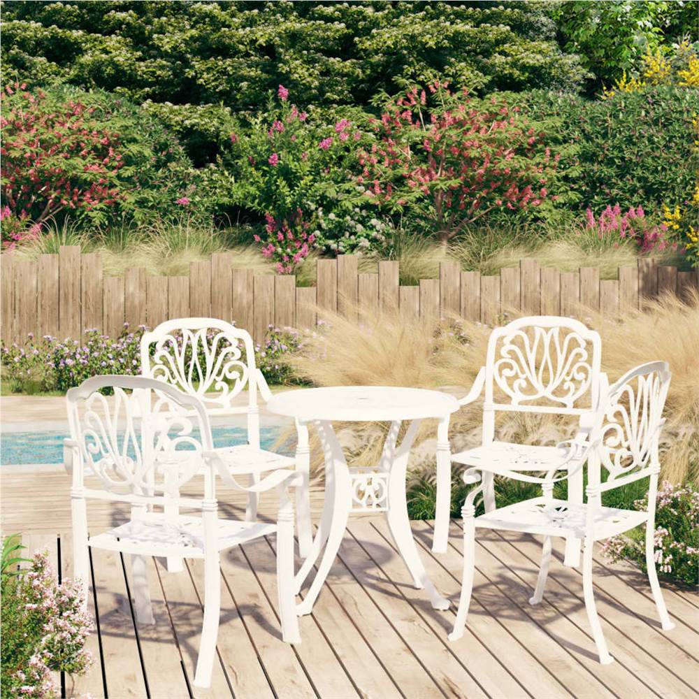 

5 Piece Bistro Set Cast Aluminium White