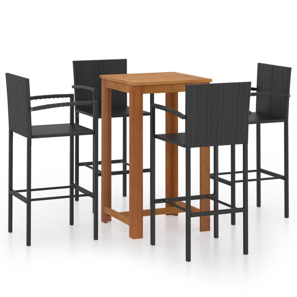 

5 Piece Garden Bar Set Black