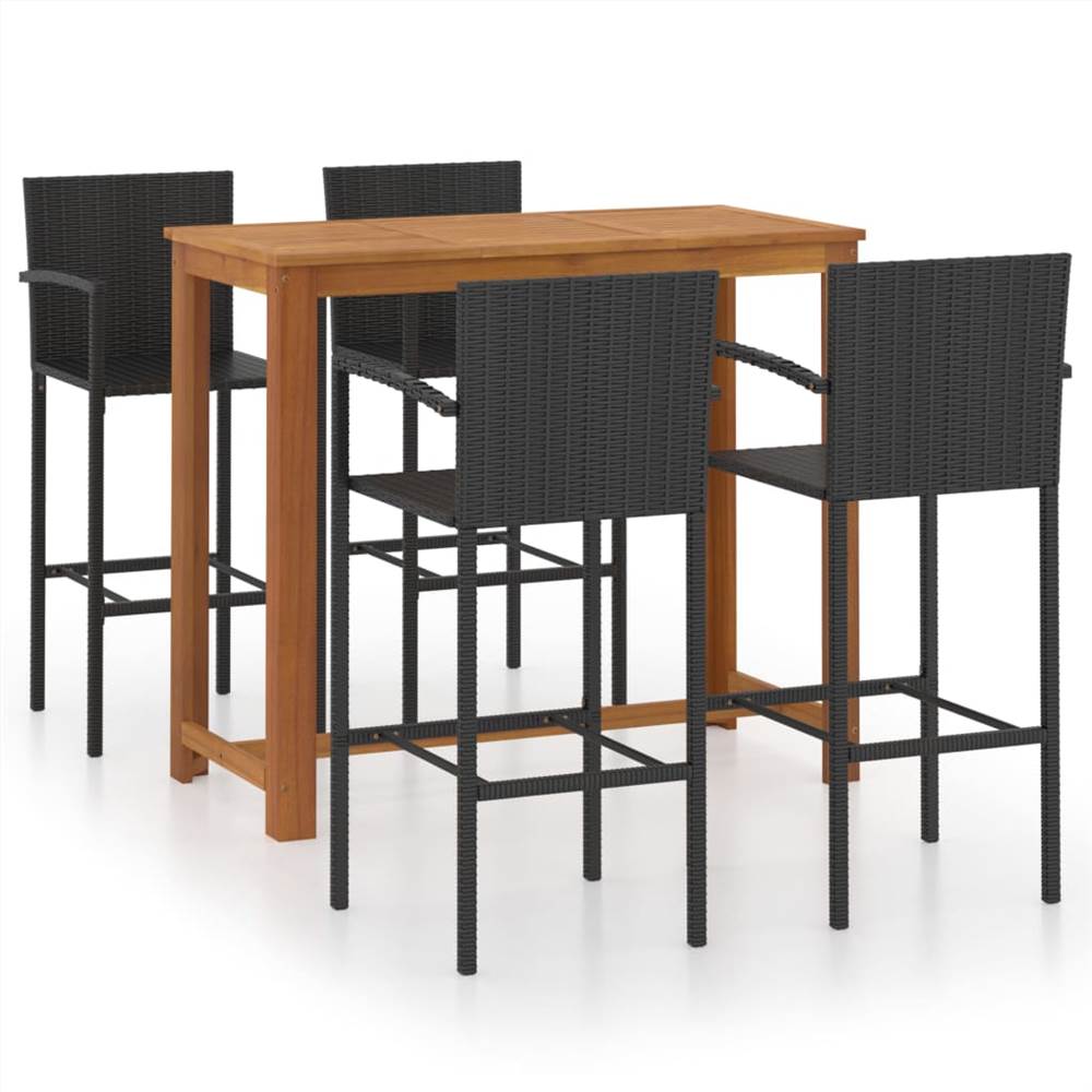 

5 Piece Garden Bar Set Black