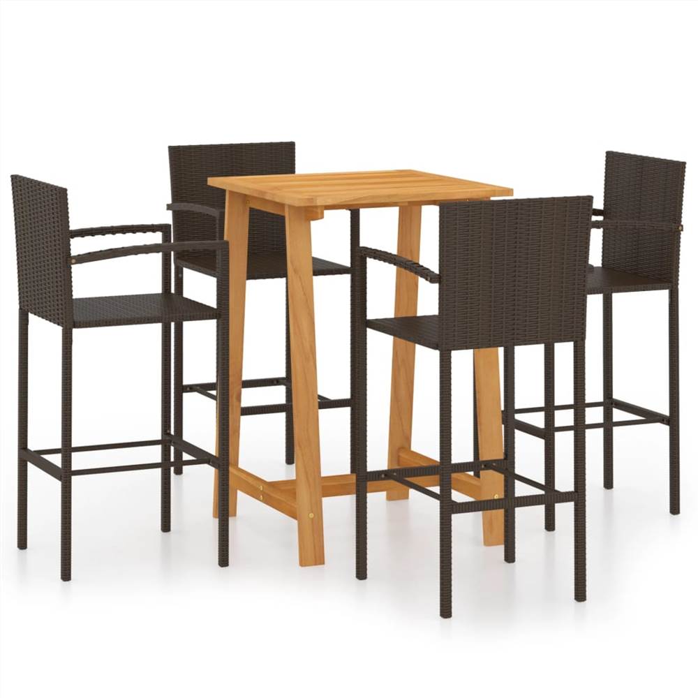 

5 Piece Garden Bar Set Brown