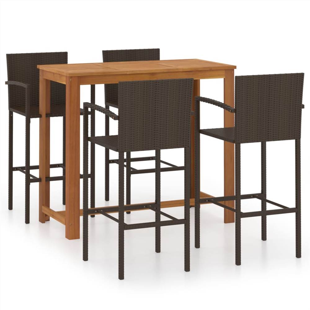 

5 Piece Garden Bar Set Brown