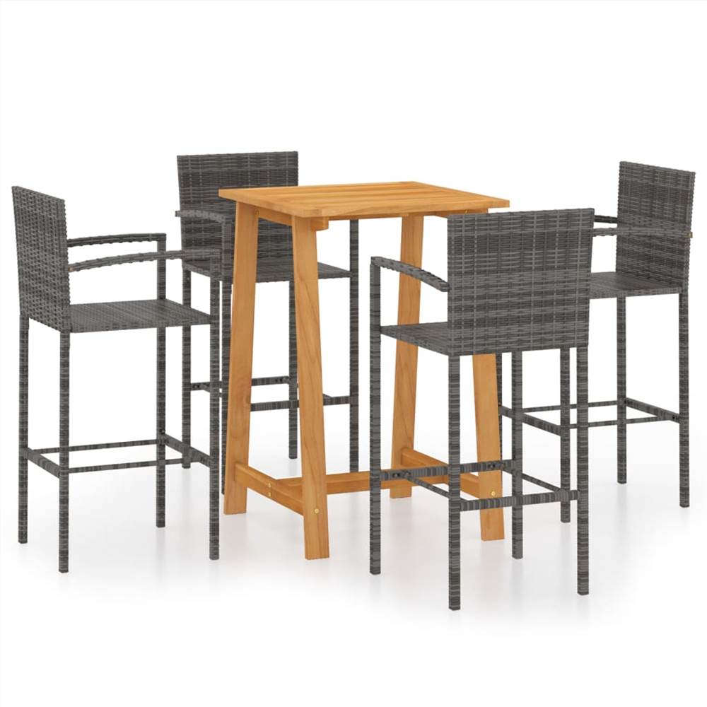 

5 Piece Garden Bar Set Grey