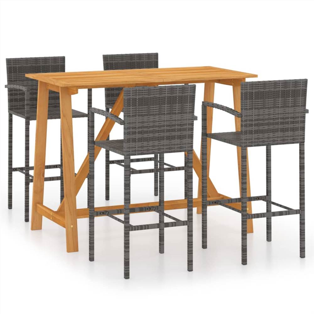 

5 Piece Garden Bar Set Grey