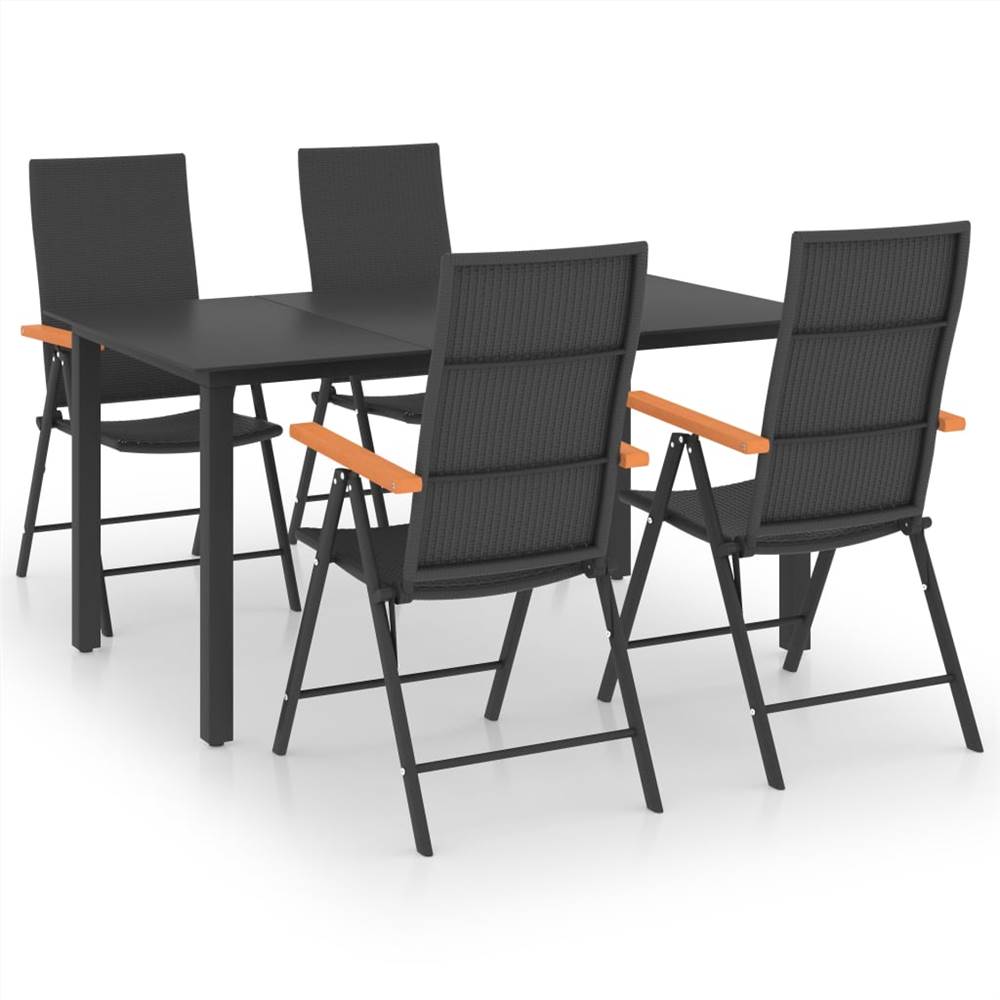 

5 Piece Garden Dining Set Black and Brown