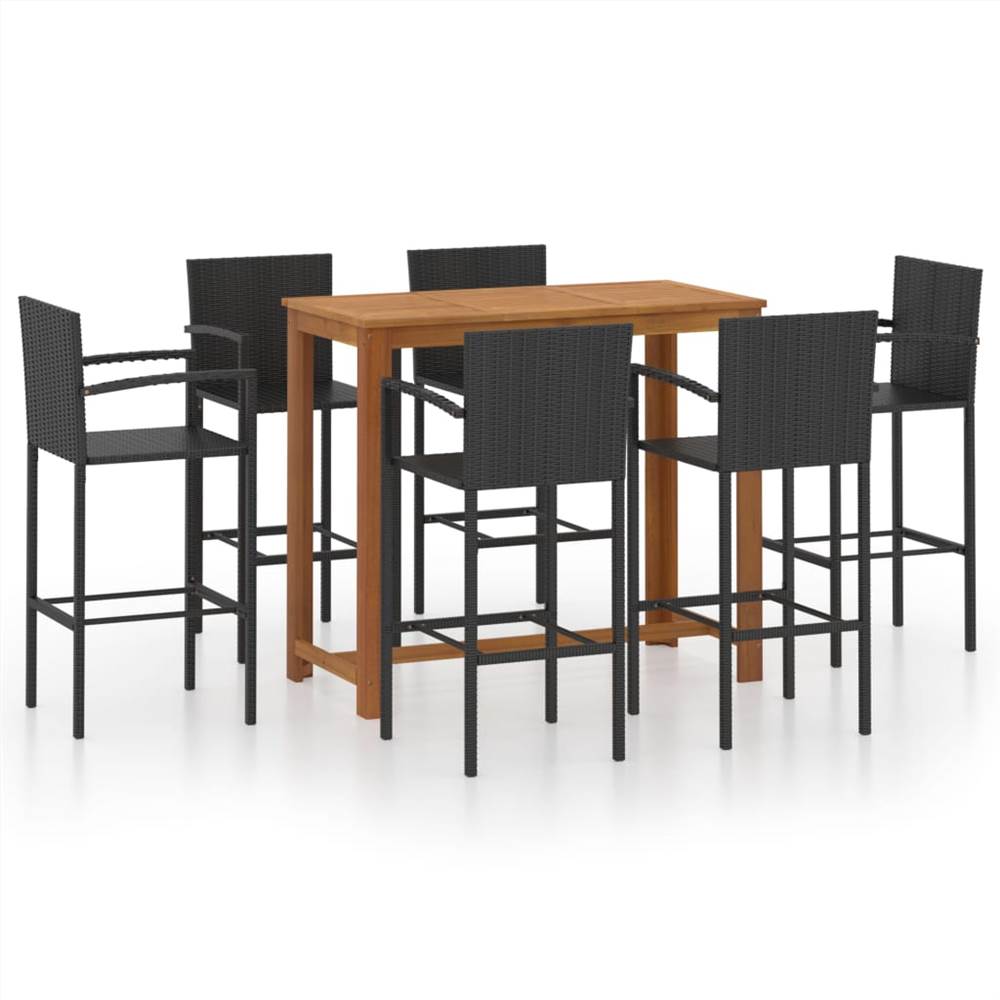 

7 Piece Garden Bar Set Black
