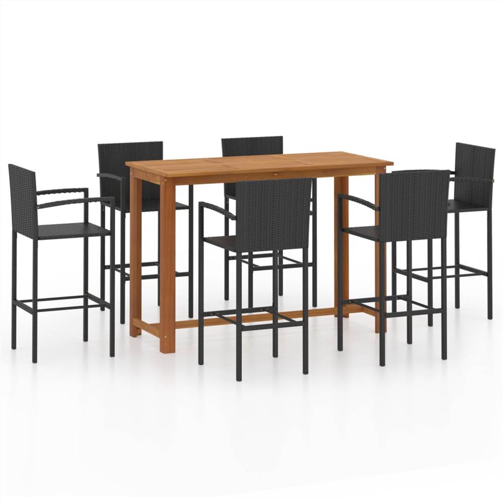 

7 Piece Garden Bar Set Black