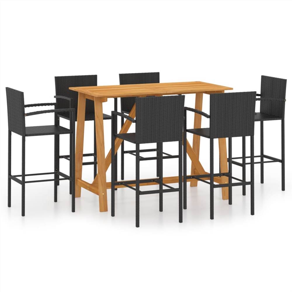 

7 Piece Garden Bar Set Black