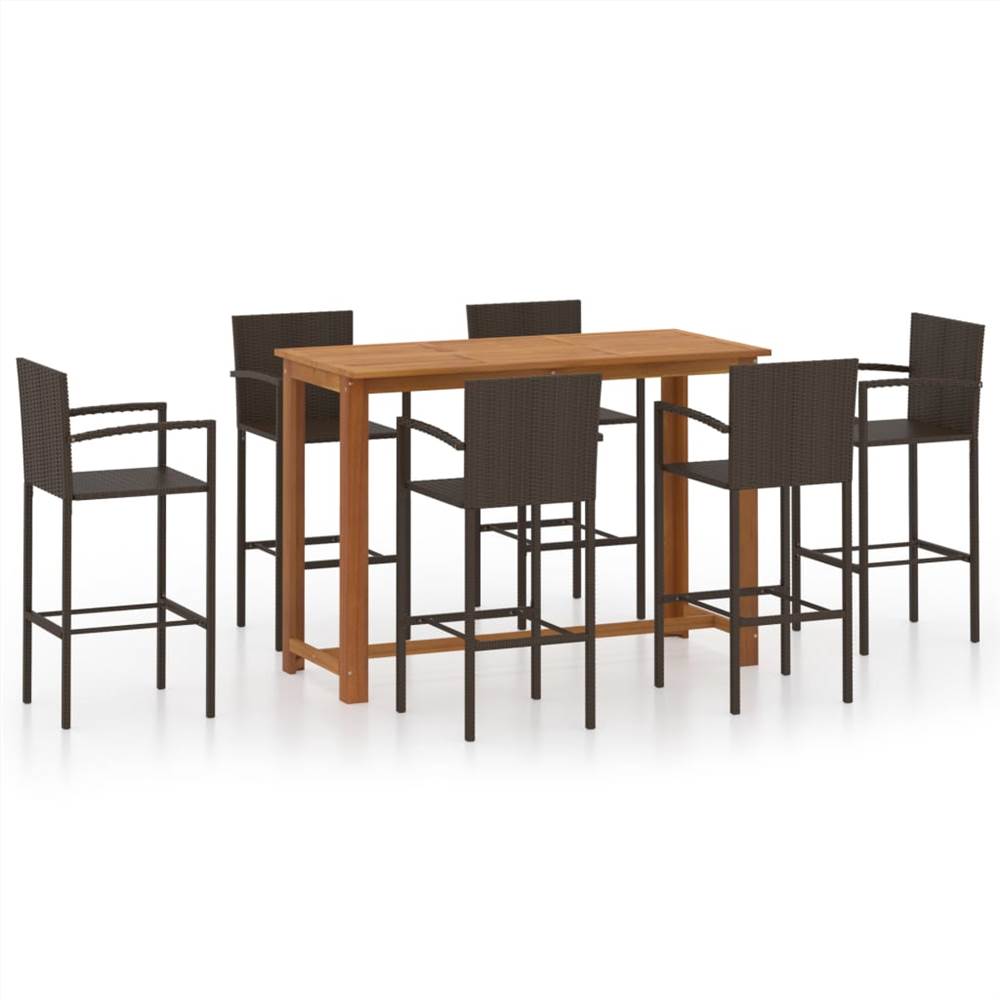 

7 Piece Garden Bar Set Brown