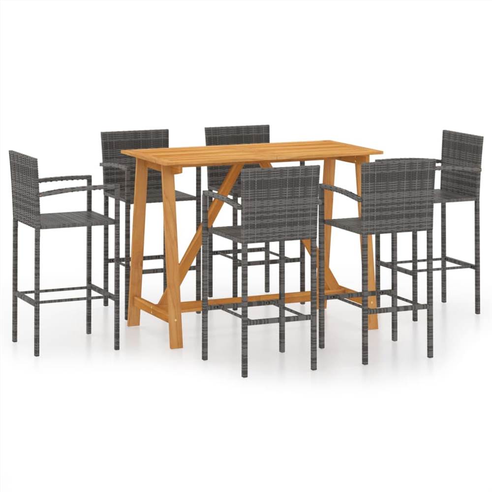 

7 Piece Garden Bar Set Grey