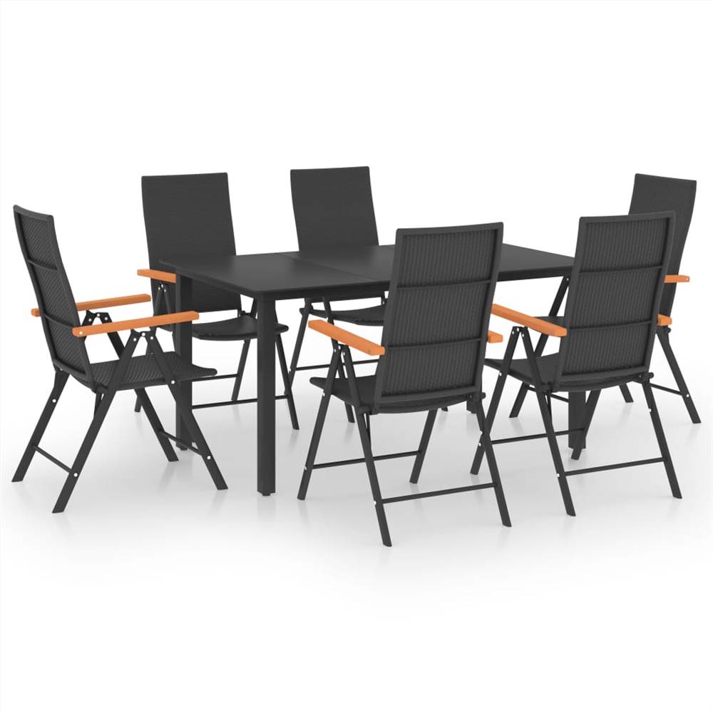 

7 Piece Garden Dining Set Black and Brown