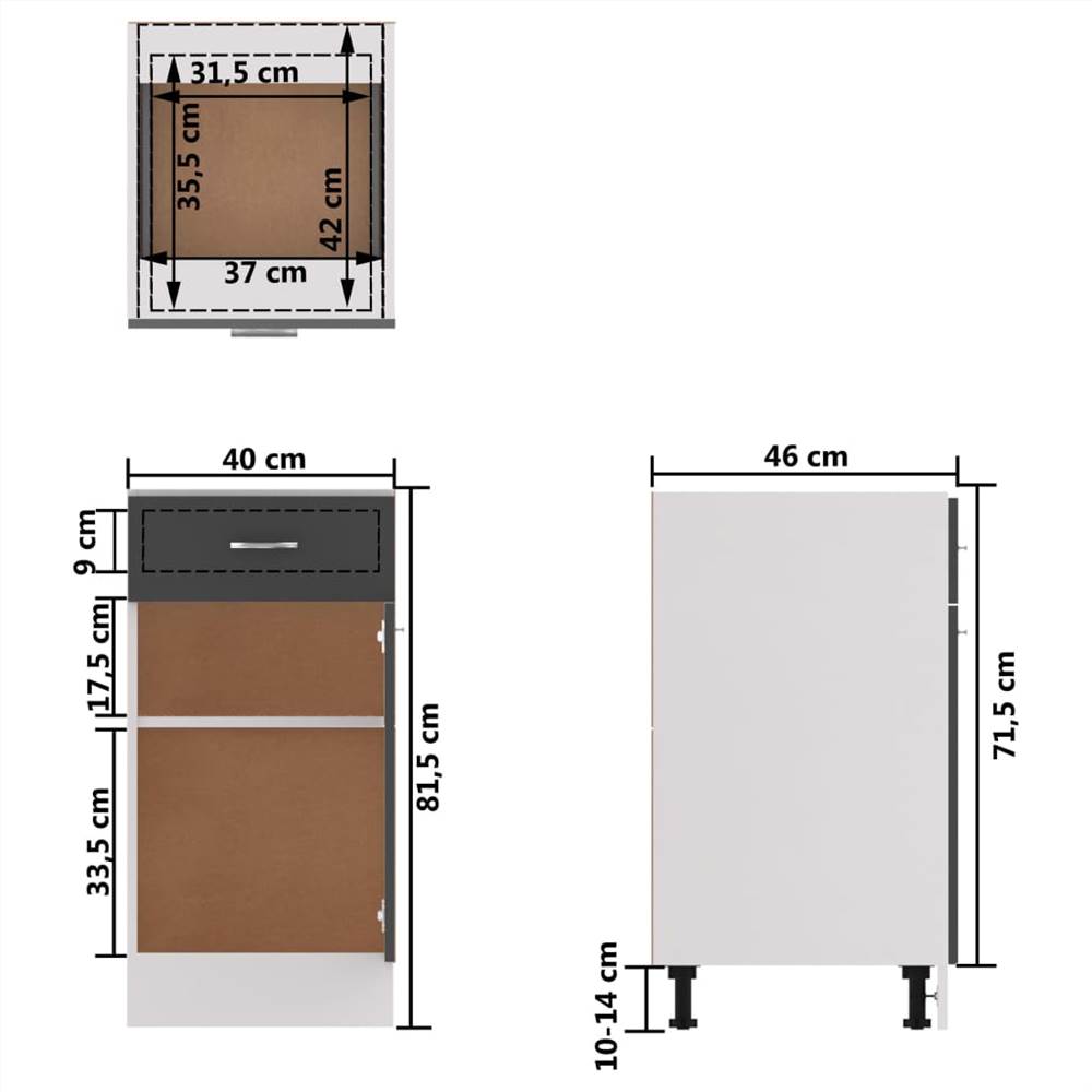 8 Piece Kitchen Cabinet Set Grey Chipboard