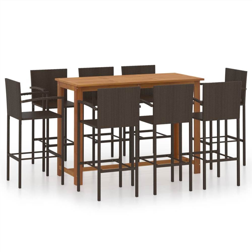 

9 Piece Garden Bar Set Brown