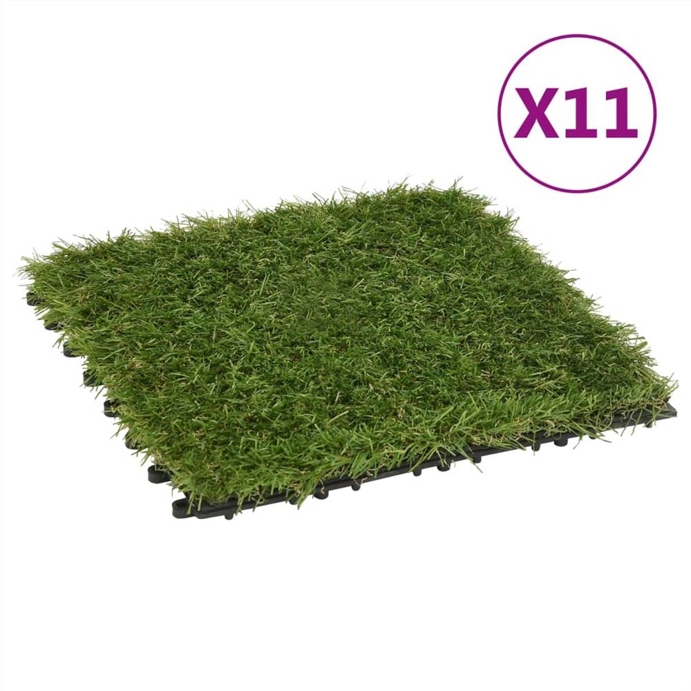 بلاط عشب صناعي 11 قطعة أخضر 30x30 سم