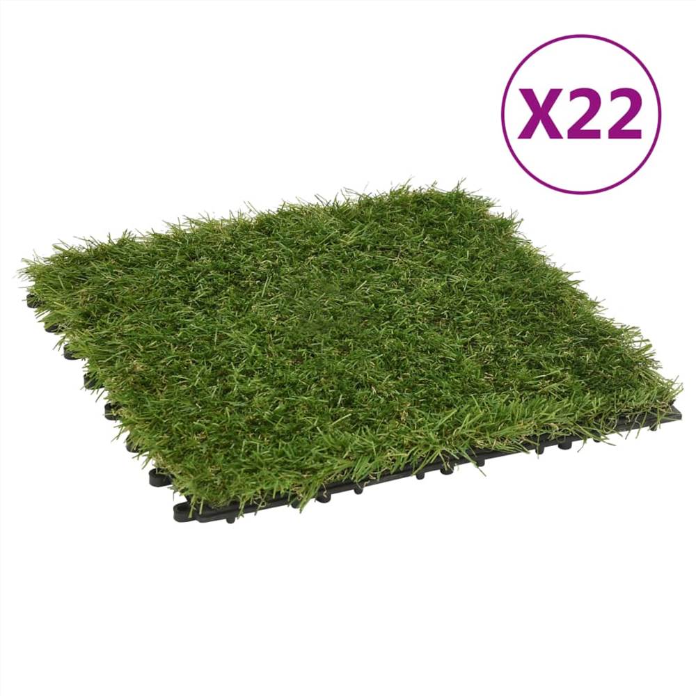Artificial Grass Tiles 22 Pcs Green, Artificial Grass Tiles