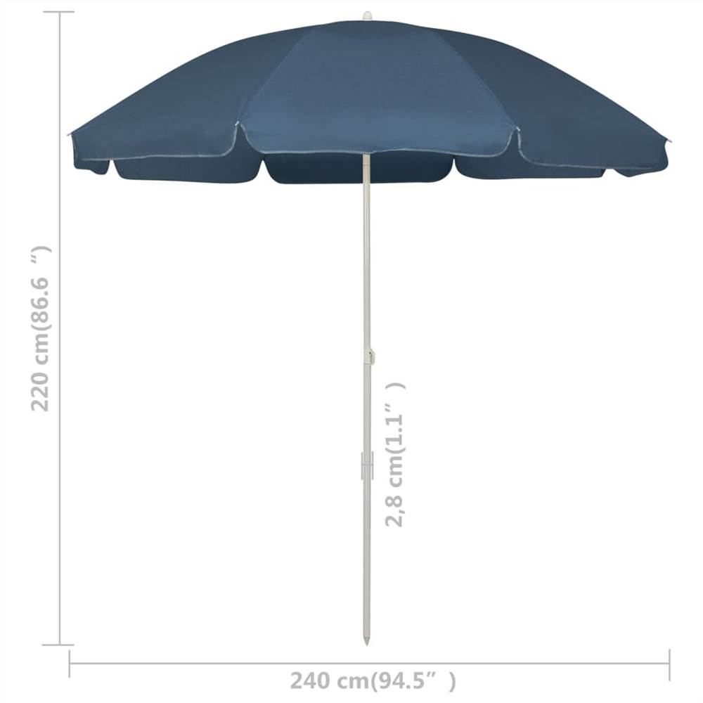 Beach Umbrella Blue 240 cm