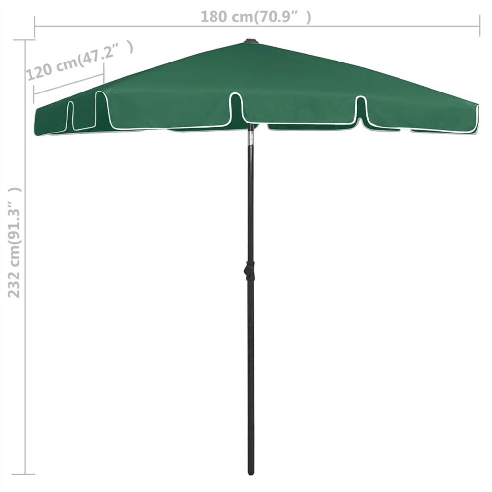 Beach Umbrella Green 180x120 cm