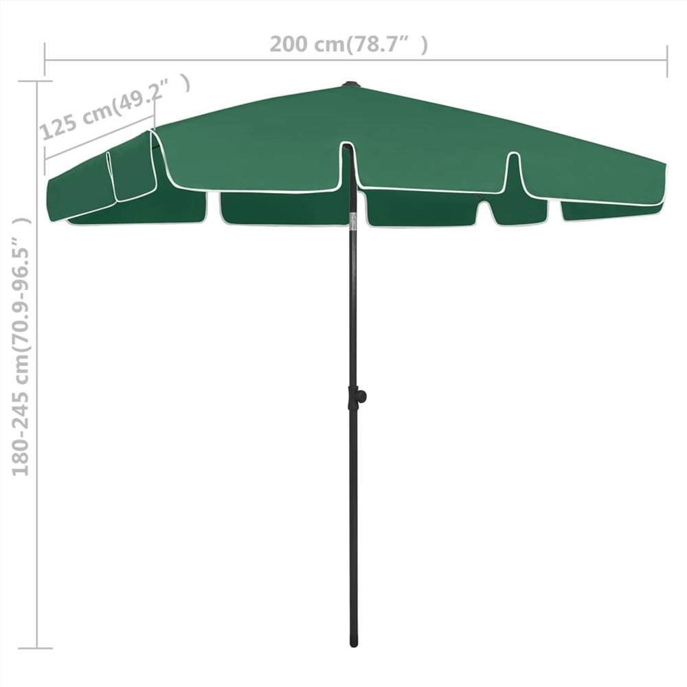 Beach Umbrella Green 200x125 cm
