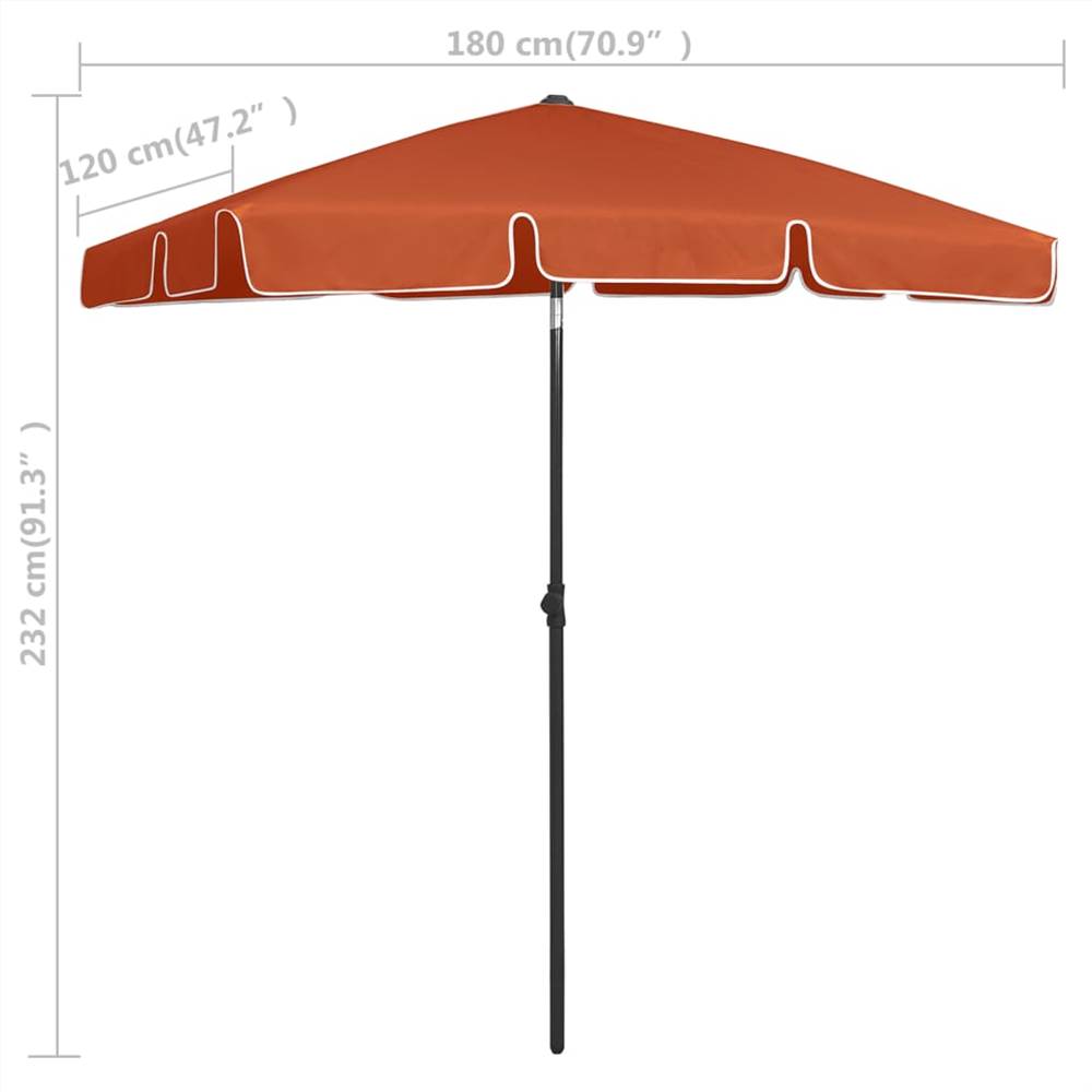Beach Umbrella Terracotta 180x120 cm