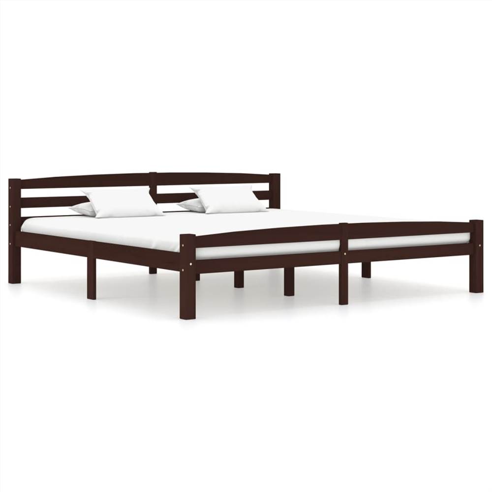 

Bed Frame Dark Brown Solid Pinewood 200x200 cm