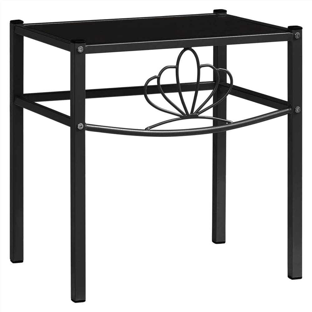 

Bedside Cabinet Black 42.5x33x44.5 cm Metal and Glass