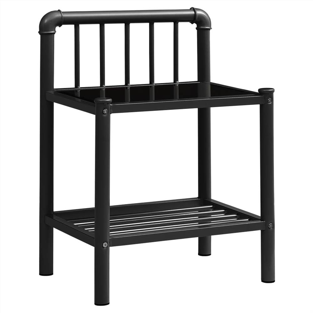 

Bedside Cabinet Black 45x34.5x62.5 cm Metal and Glass