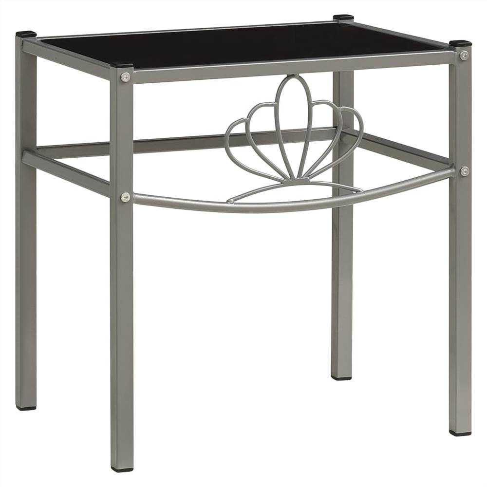 

Bedside Cabinet Grey and Black 42.5x33x44.5 cm Metal and Glass