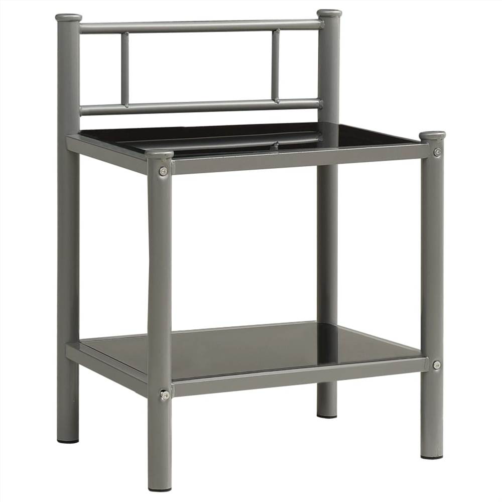 

Bedside Cabinet Grey and Black 45x34.5x60.5 cm Metal and Glass