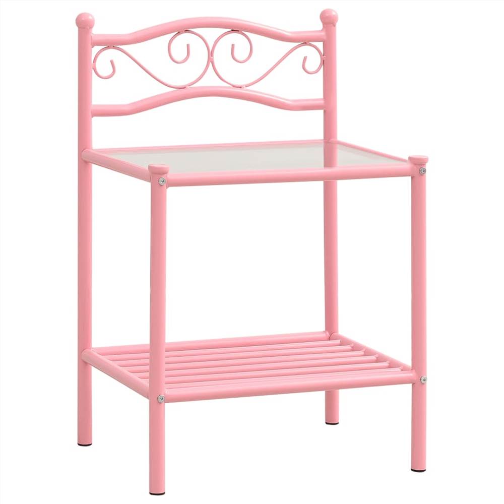 

Bedside Cabinet Pink & Transparent 43x33x65 cm Metal and Glass