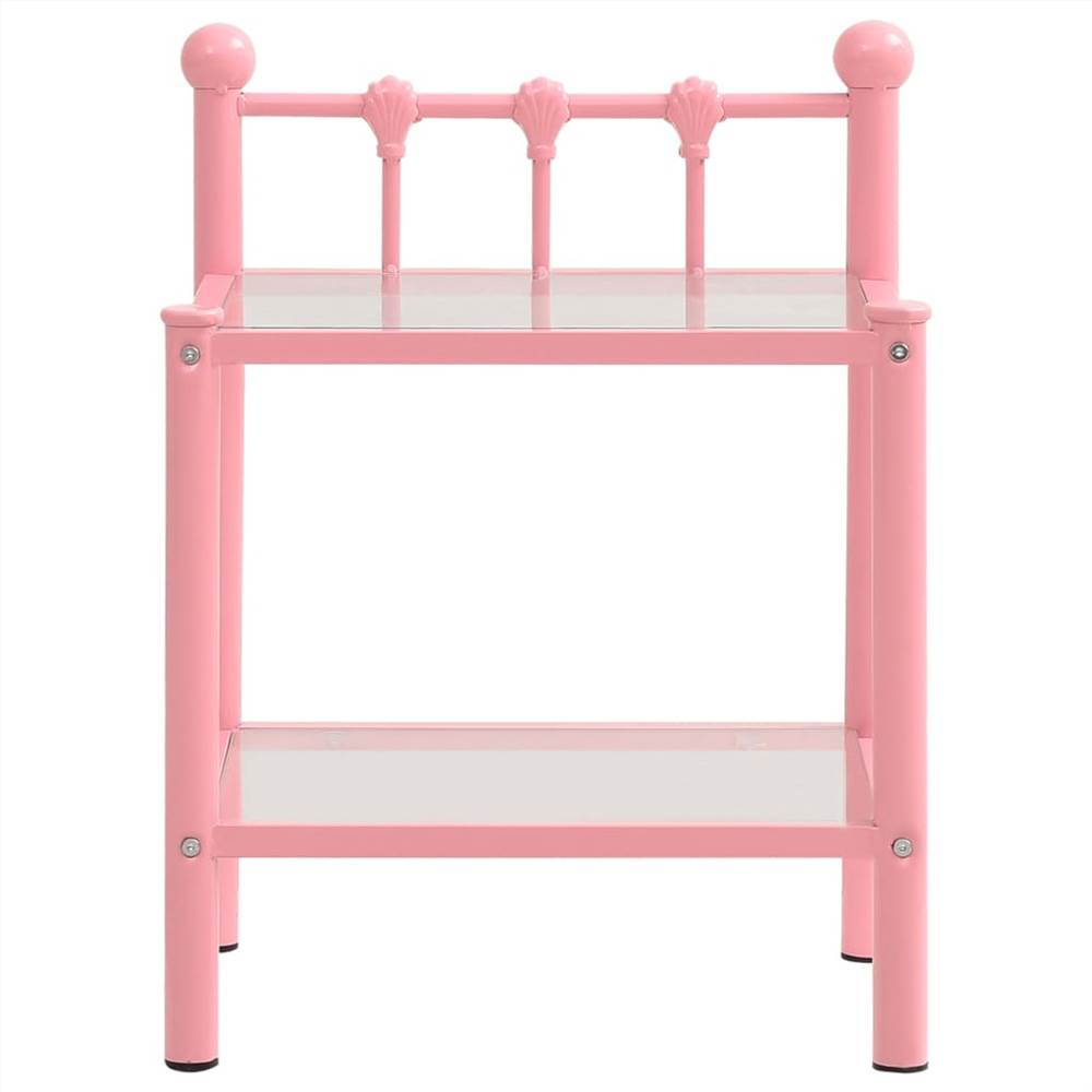 Bedside Cabinet Pink&Transparent 45x34.5x60.5 cm Metal & Glass