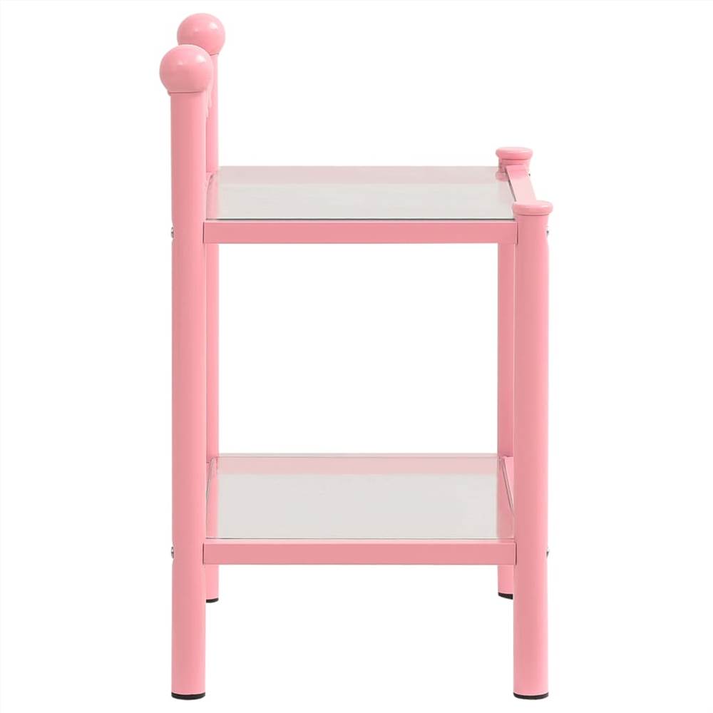 Bedside Cabinet Pink&Transparent 45x34.5x60.5 cm Metal & Glass