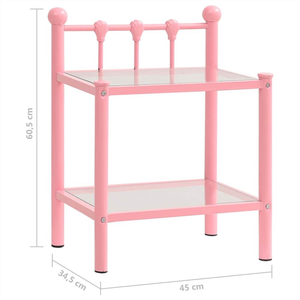 Bedside Cabinet Pink&Transparent 45x34.5x60.5 cm Metal & Glass
