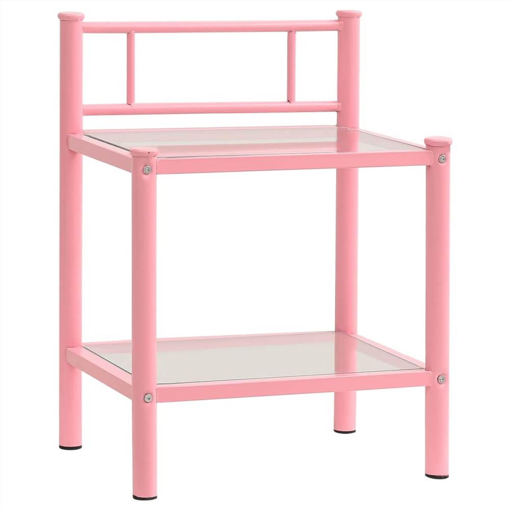 

Bedside Cabinet Pink&Transparent 45x34.5x60.5 cm Metal & Glass