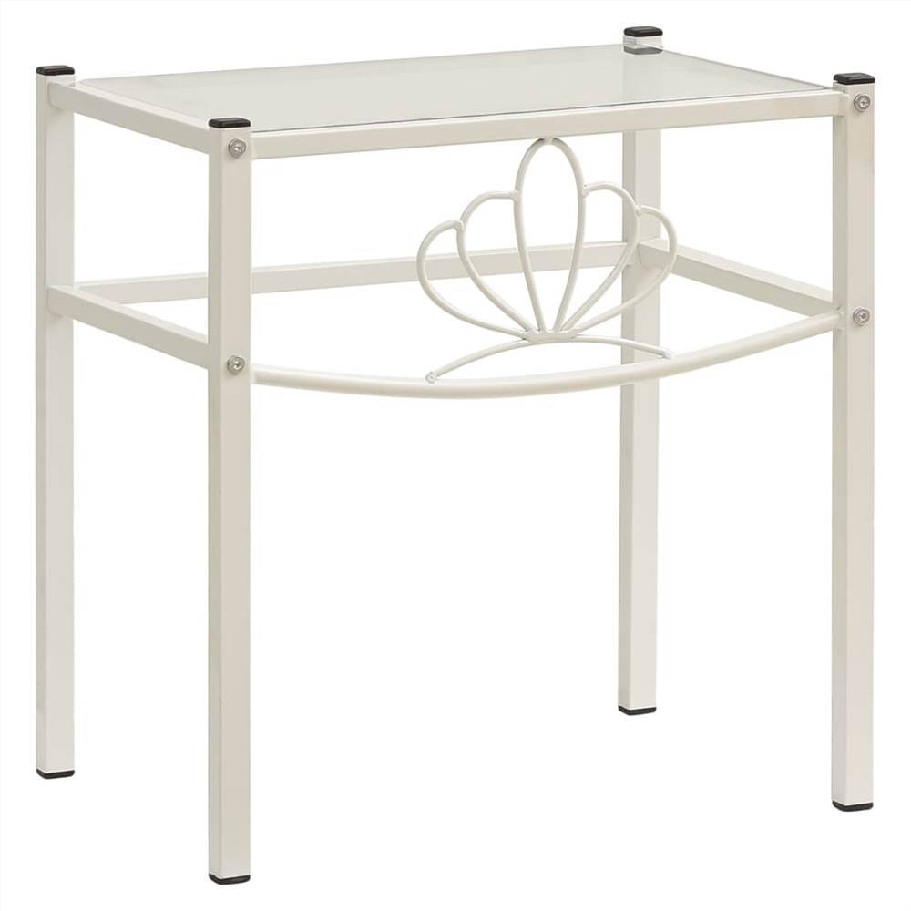 

Bedside Cabinet White&Transparent 42.5x33x44.5 cm Metal & Glass